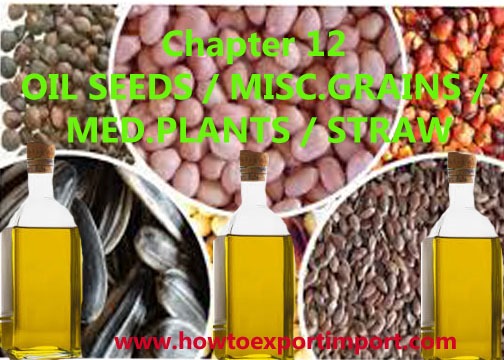 Indian Tariff code ITC Chapter 12 OIL SEEDS MISC. GRAINS MED